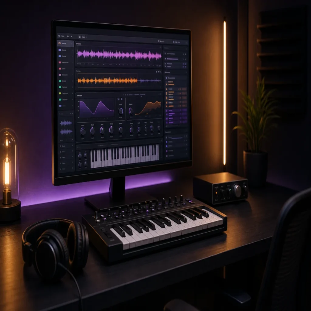 Professional music-production workstation with a virtual instrument workflow