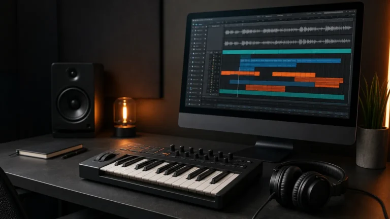 Compact music-production setup representing a PCM-based VST sound bank.