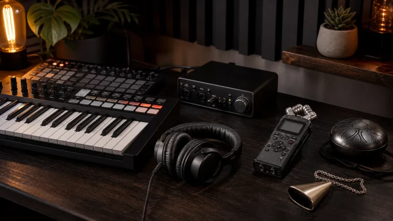 Studio setup representing melodic beatmaking and standalone sound effects