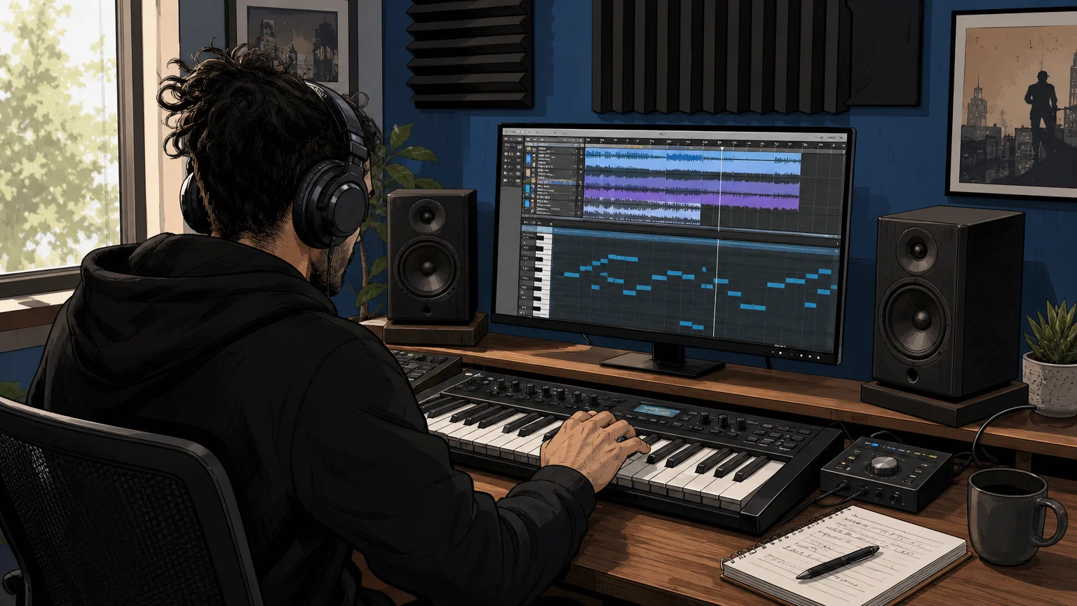 Producer comparing audio samples and playable instruments in a DAW session