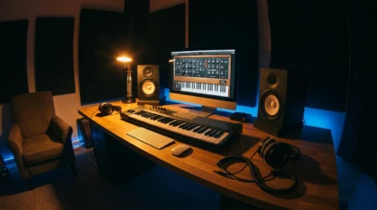 Professional home studio setup for music production and sound design